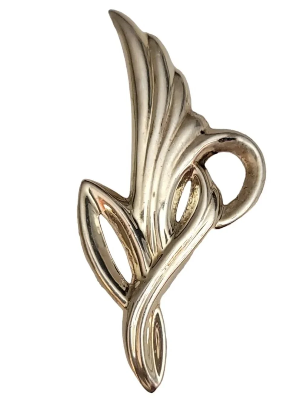 Sterling Silver Leaf Hollow Puffy Pin Brooch, M697